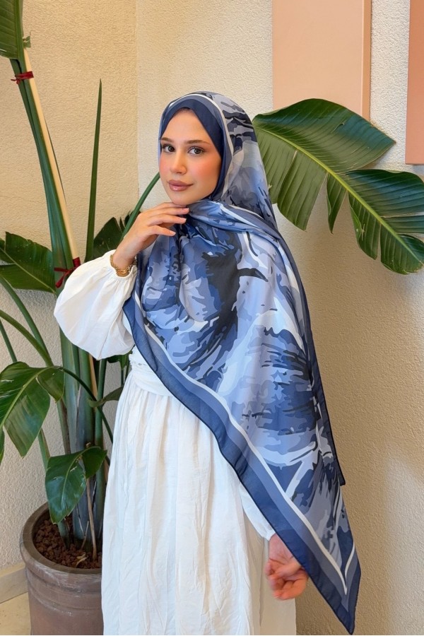 Marline Desen Soft Pamuk Şal - Açık Mavi