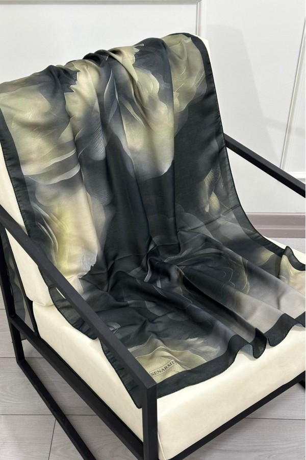 Marline Desen Soft Pamuk Şal - Siyah Yeşil