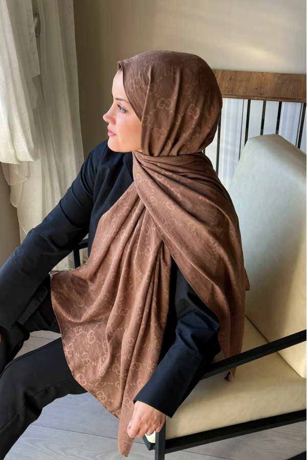 G Desen Ayrobin Pamuk Jakar Şal - Sütlü Kahve