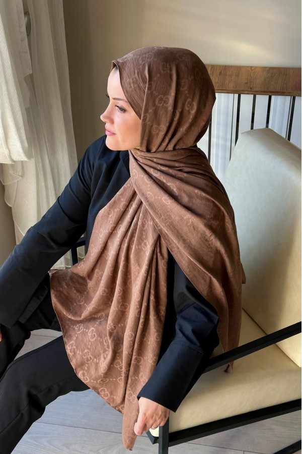 G Desen Ayrobin Pamuk Jakar Şal - Sütlü Kahve