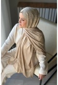 Lora Desen Ayrobin Jakar Şal - Bej