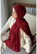Lora Desen Ayrobin Jakar Şal - Bordo
