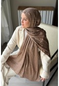 Lora Desen Ayrobin Jakar Şal - Tozlu Kahve
