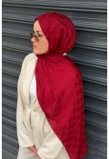 G Desen Ayrobin Pamuk Jakar Şal - Bordo