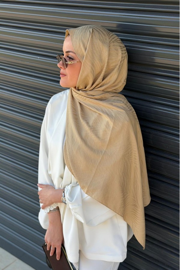 Pure Desen Ayrobin Jakar Şal -  Butter Yellow