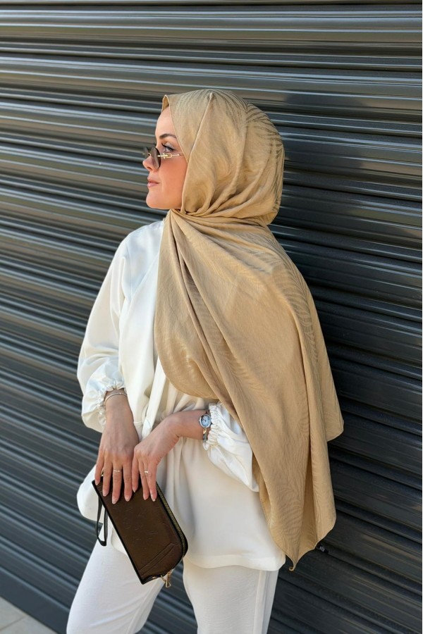 Pure Desen Ayrobin Jakar Şal -  Butter Yellow