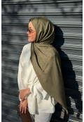Pure Desen Ayrobin Jakar Şal -  Zeytuni