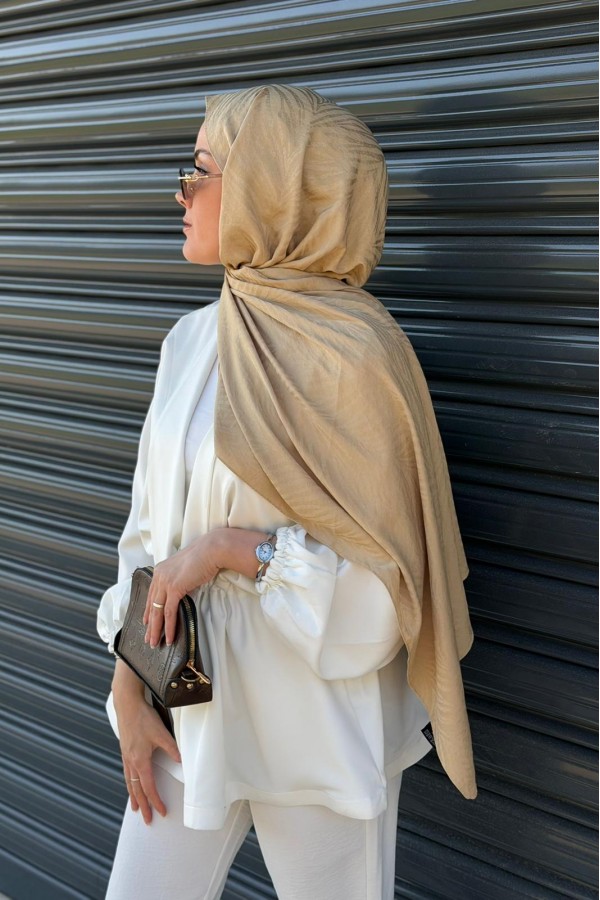 Pure Desen Ayrobin Jakar Şal -  Butter Yellow