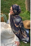 Hifa Desen Soft Pamuk Şal - Siyah