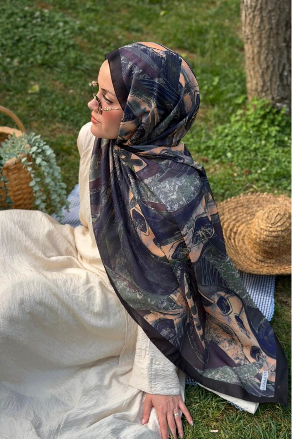 Hifa Desen Soft Pamuk Şal - Siyah