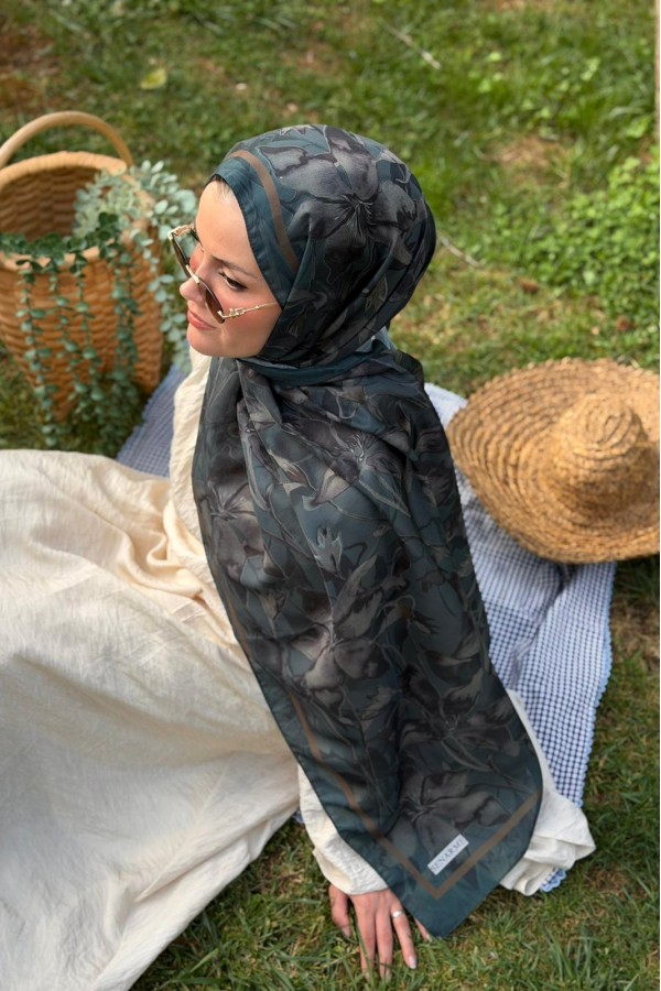 Lily Desen Soft Pamuk Şal - Petrol