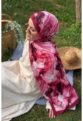 Ahenk Desen Soft Pamuk Şal - Bordo