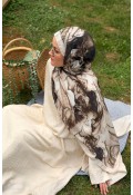Ahenk Desen Soft Pamuk Şal - Bej