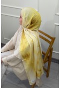 Water Color Desen Soft Pamuk Şal - Butter Yellow