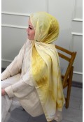 Water Color Desen Soft Pamuk Şal - Butter Yellow