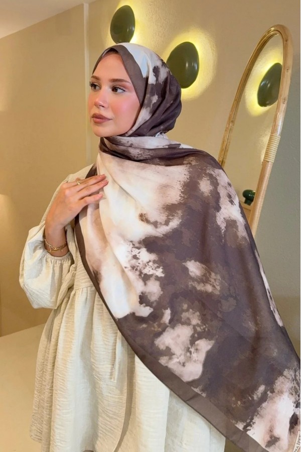 Batik Desen Soft Pamuk Şal - Acı Kahve 