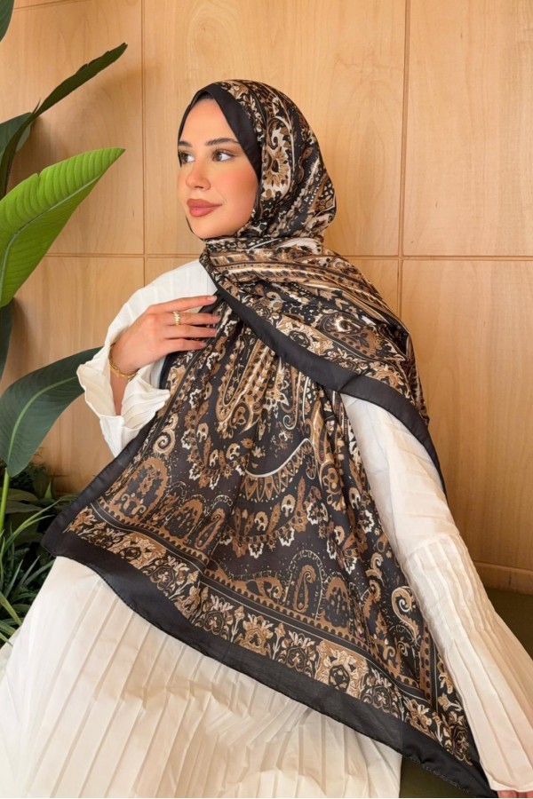 Marline Desen Soft Pamuk Şal - Siyah Gold