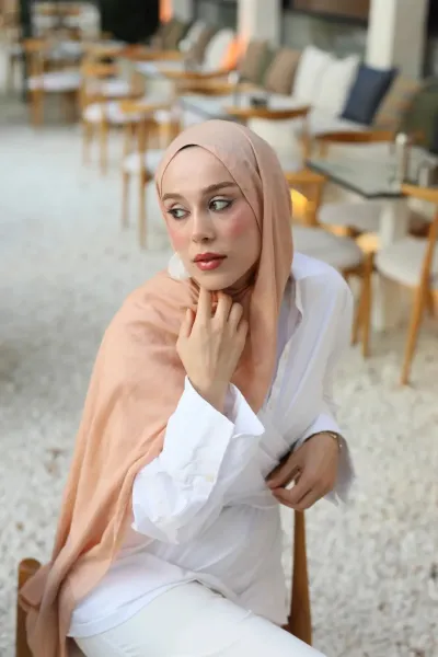 Organic Cotton Comfort Şal - Somon