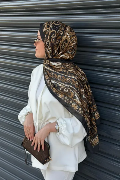 Marline Desen Soft Pamuk Şal - Siyah Gold