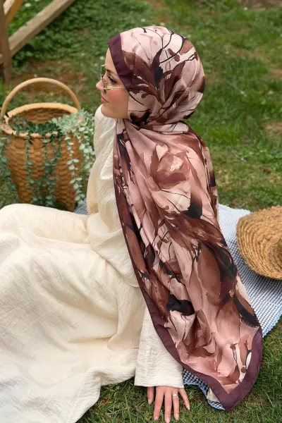 Mocha Desen Soft Pamuk Şal - Kahverengi