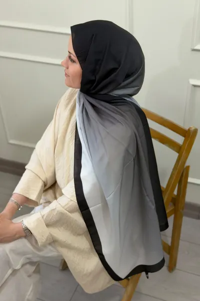 Degrade Desen Soft Pamuk Şal - Siyah