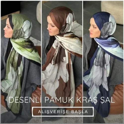 Desenli pamuk kraş şal koleksiyonu