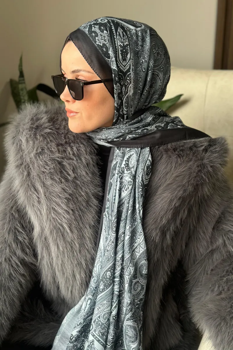 Özel Seri Etro Desen Soft Pamuk Şal -  Siyah 