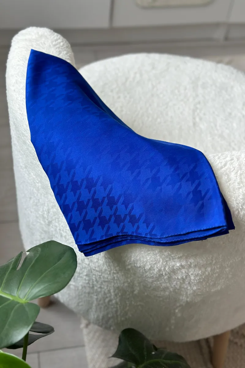 Kazayağı Desen İpeksi Jakar Şal - Saks Mavi - 4