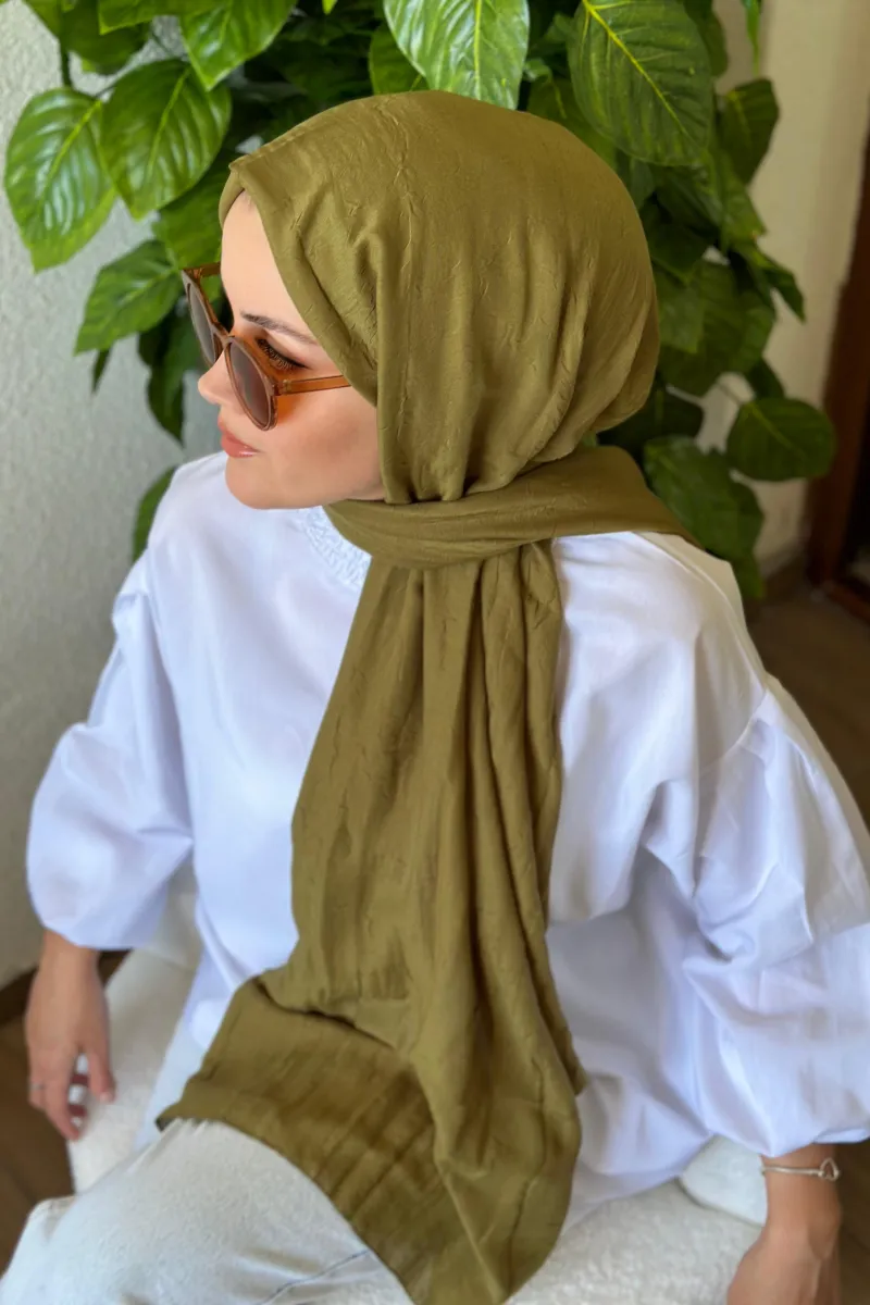 Bambu Kraş Şal - Olive Yeşil 