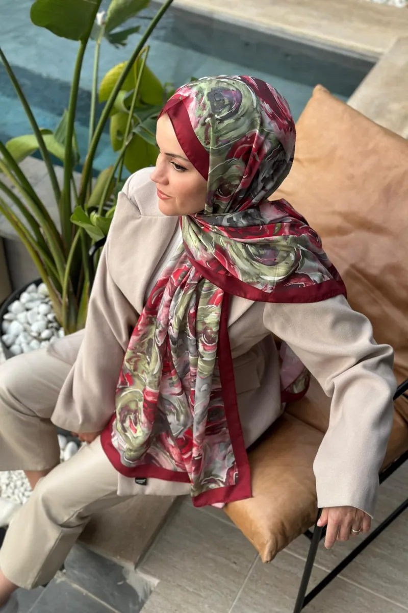Rossie Desen Soft Pamuk Şal - Bordo