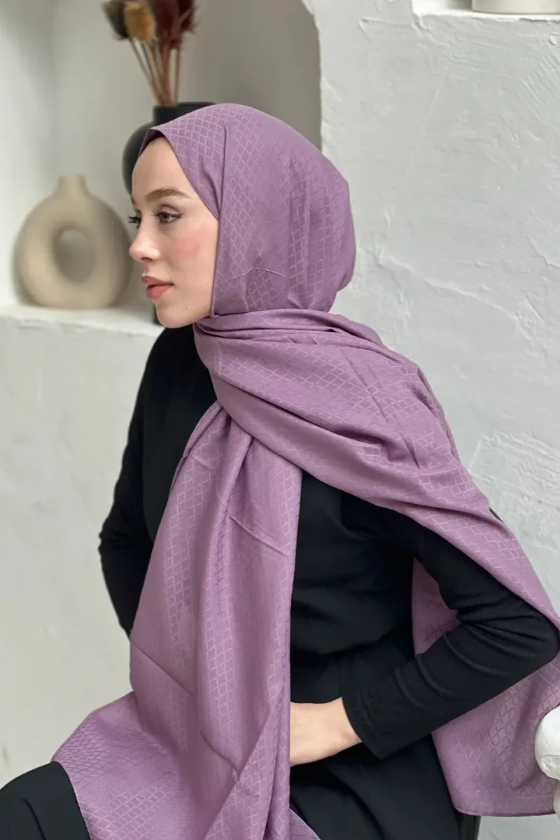 Pamuk Jakar Şal - Eflatun - 2