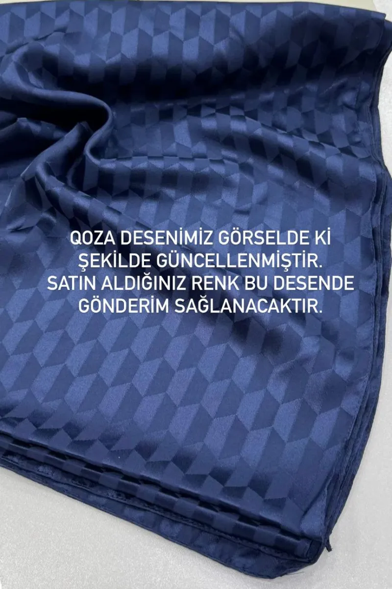 Koza Desen İpeksi Jakar Şal - Saks Mavi - 2