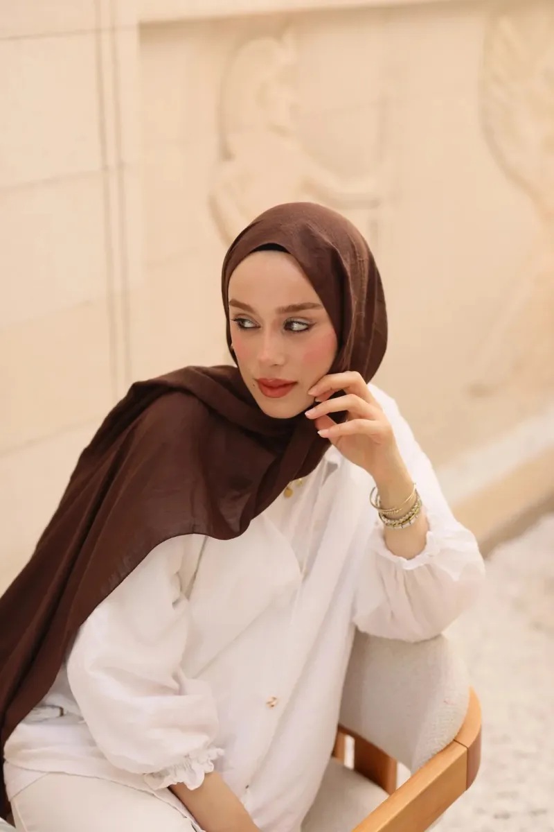 Organic Cotton Comfort Şal - Acı Kahve