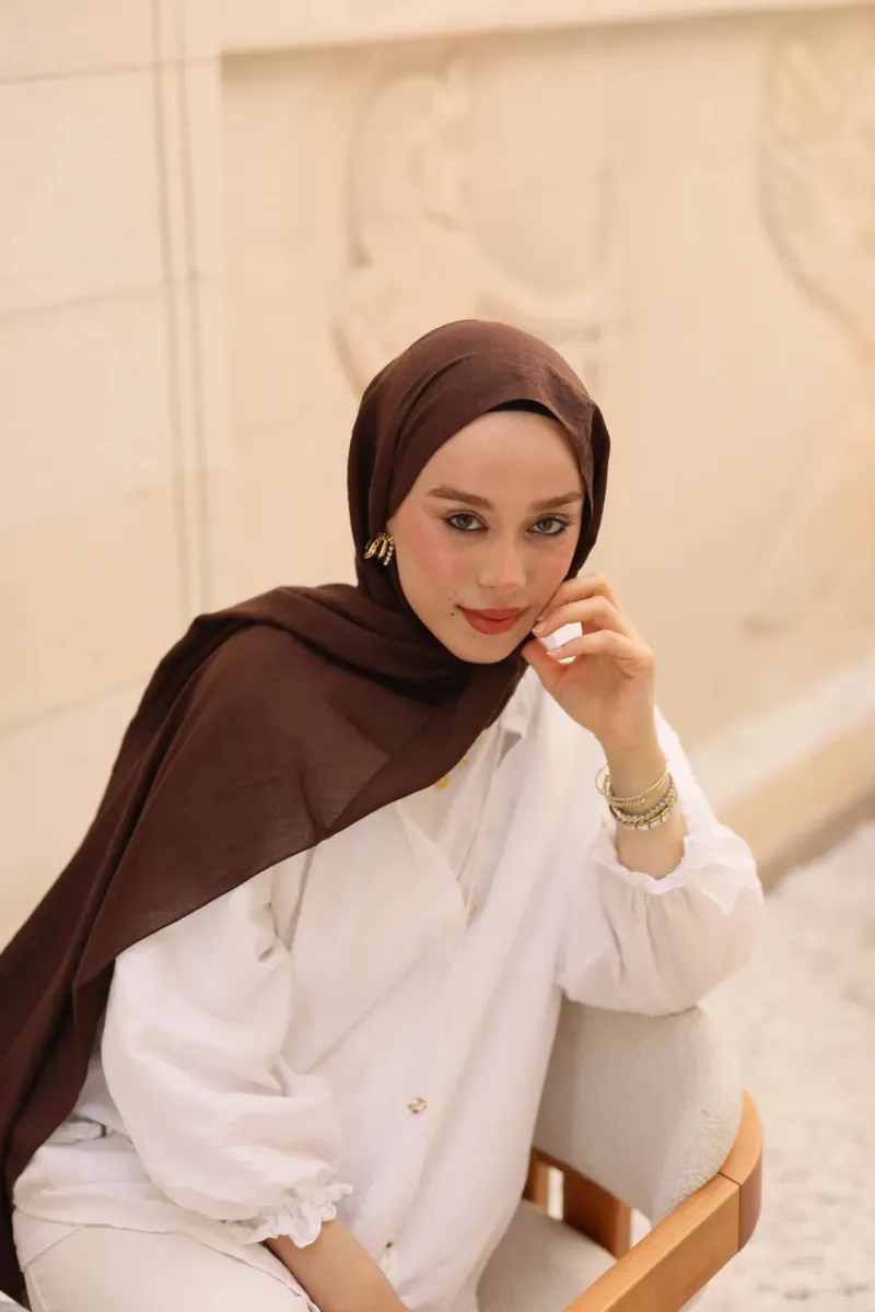 Organic Cotton Comfort Şal - Acı Kahve - 2