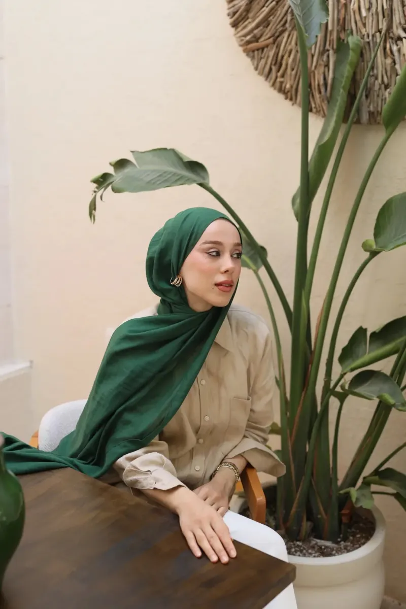 Organic Cotton Comfort Şal - Deniz Yeşili