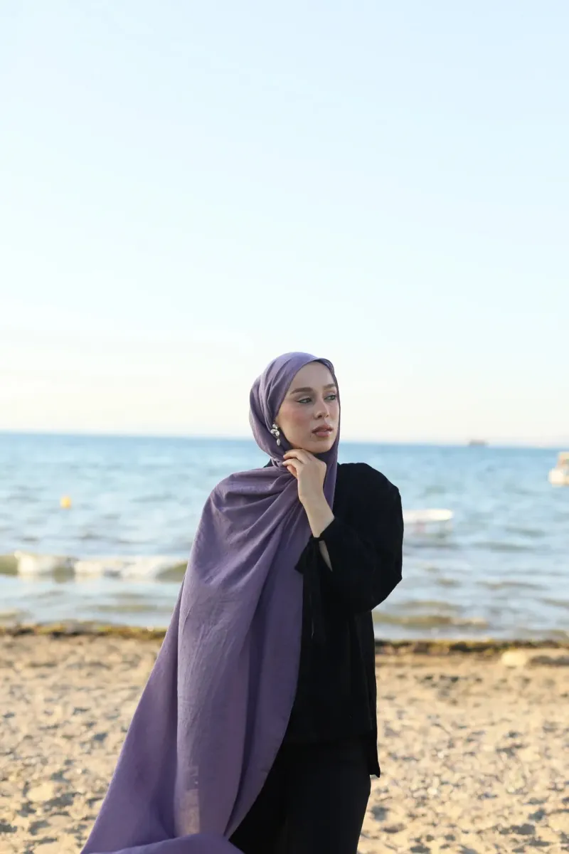 Organic Cotton Comfort Şal - Eflatun - 2