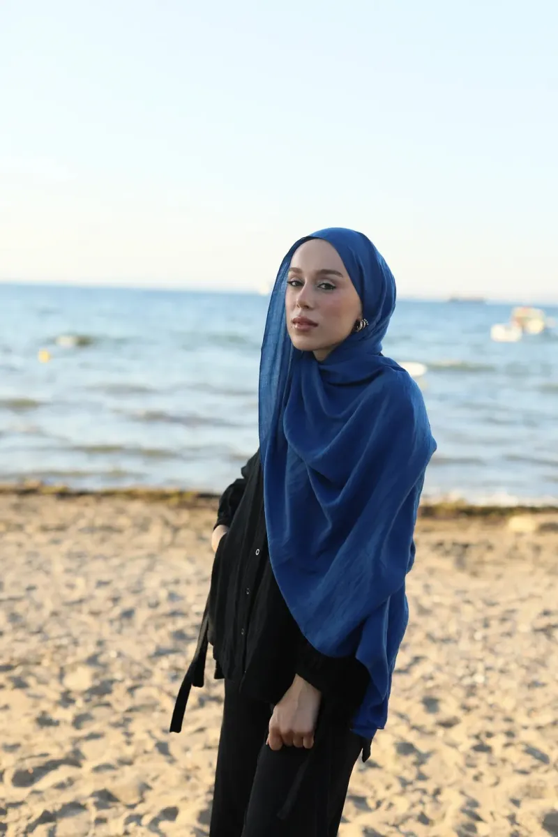 Organic Cotton Comfort Şal - İndigo - 2