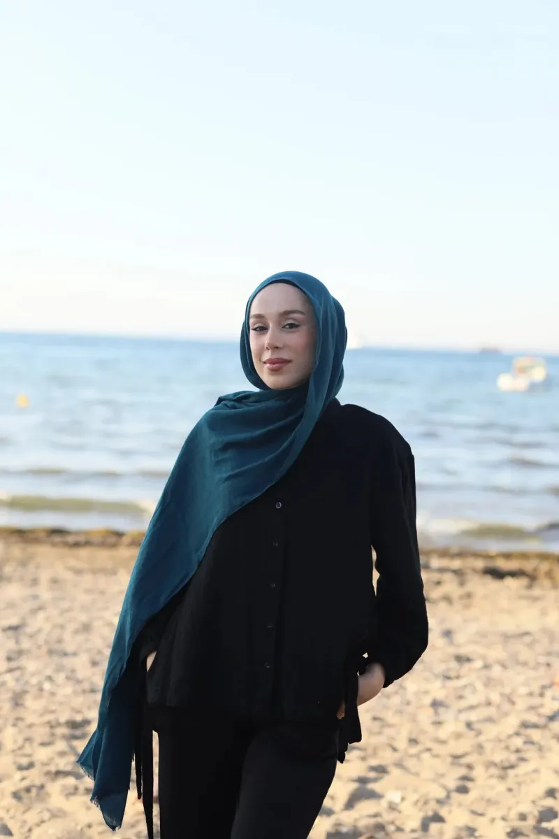 Organic Cotton Comfort Şal - Koyu Petrol - 2