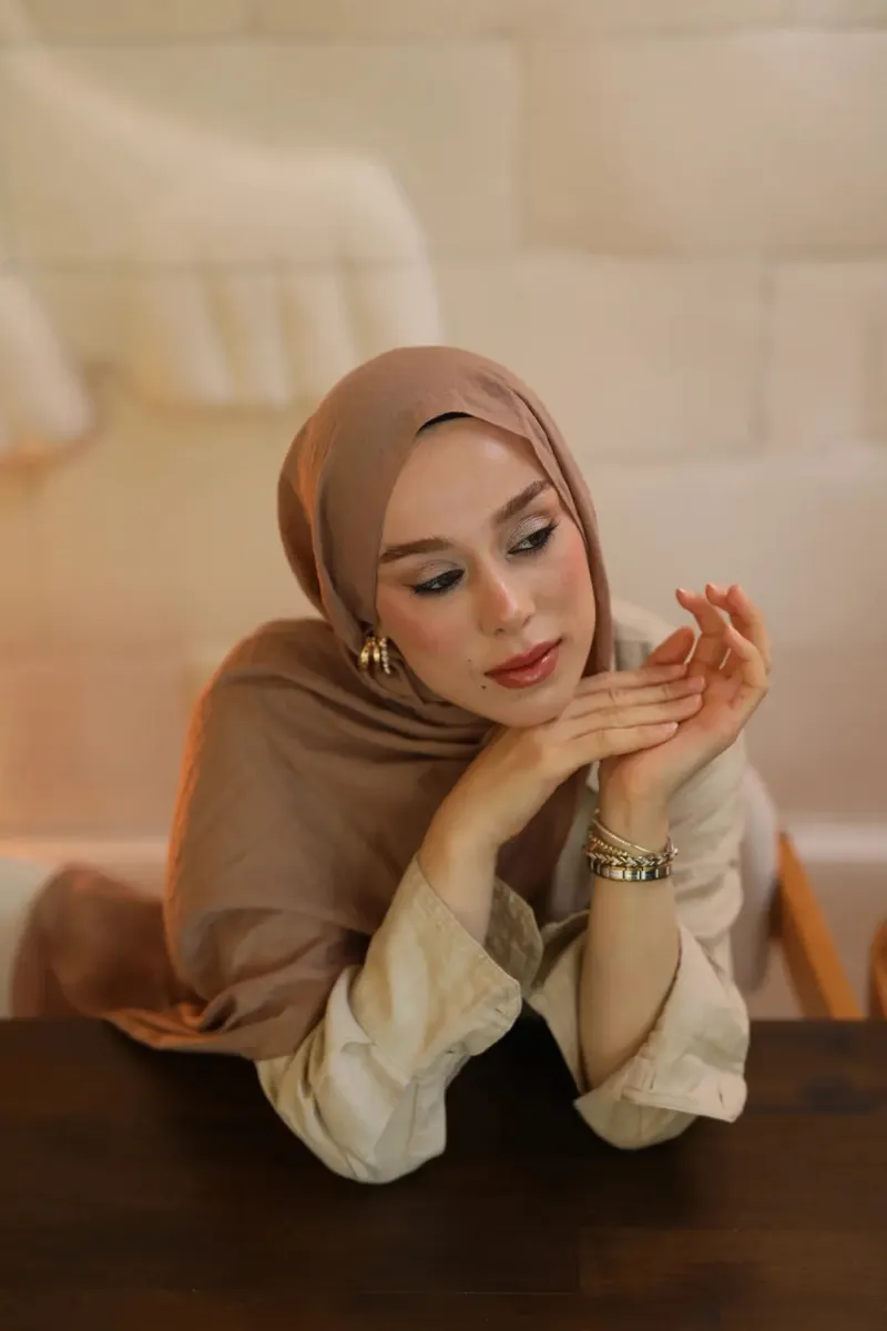 Organic Cotton Comfort Şal - Koyu Vizon - 2