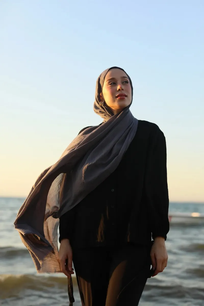 Organic Cotton Comfort Şal - Kurşun - 2