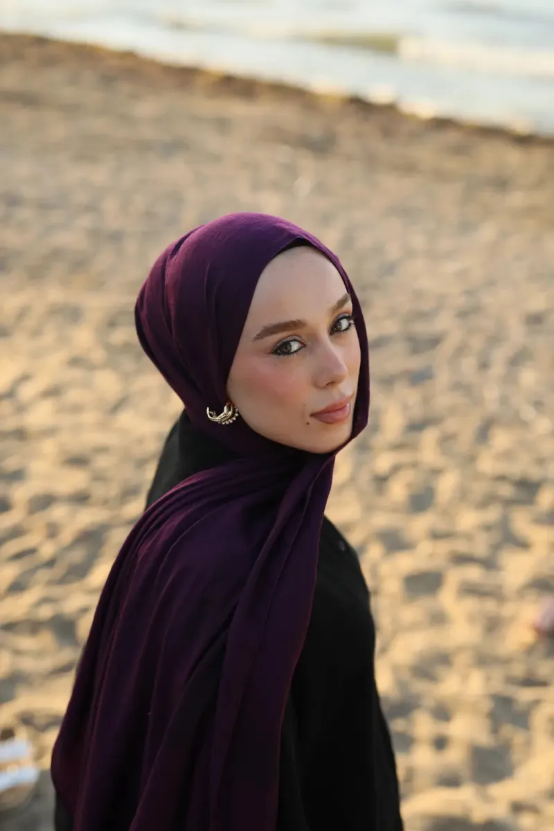 Organic Cotton Comfort Şal - Mürdüm - 2