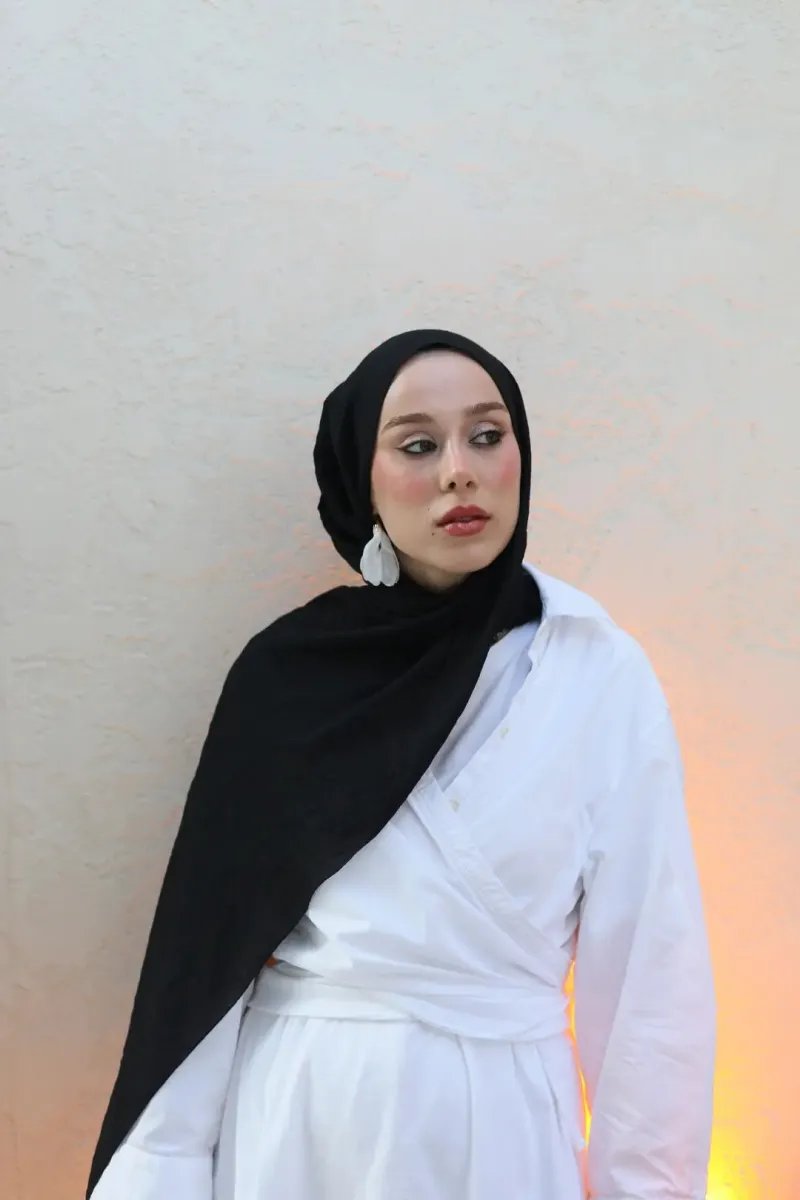 Organic Cotton Comfort Şal - Siyah - 2