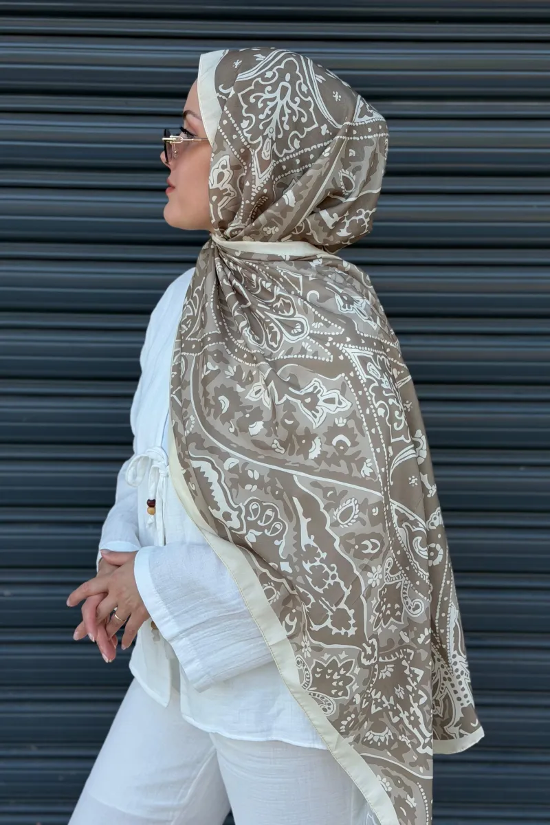 Antique  Desen Soft Pamuk Şal - Bej
