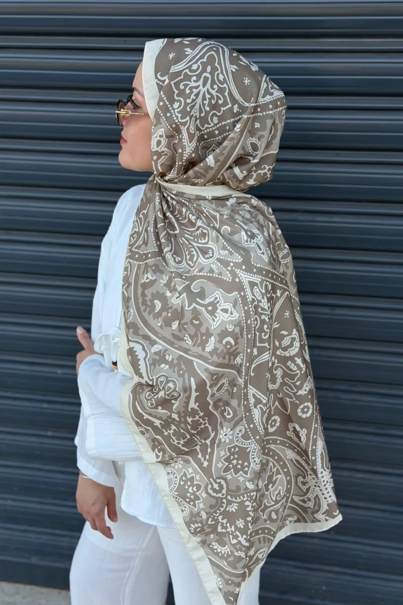Antique  Desen Soft Pamuk Şal - Bej - 2
