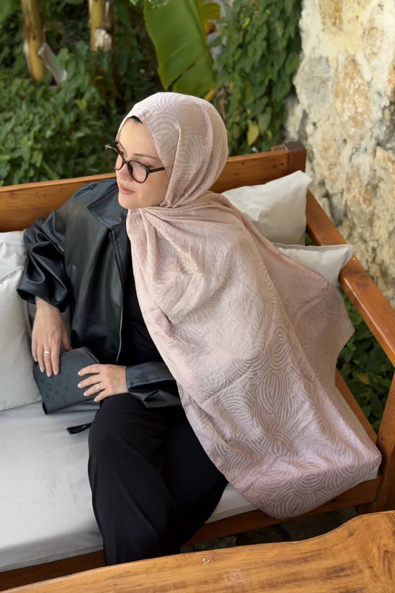 Sally Desen Ayrobin Jakar Şal - Bej - 2
