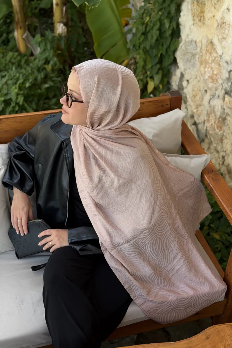 Sally Desen Ayrobin Jakar Şal - Bej - 3