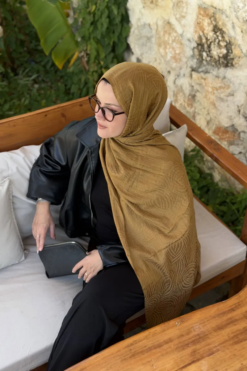 Sally Desen Ayrobin Jakar Şal - Hardal Sarısı - 2