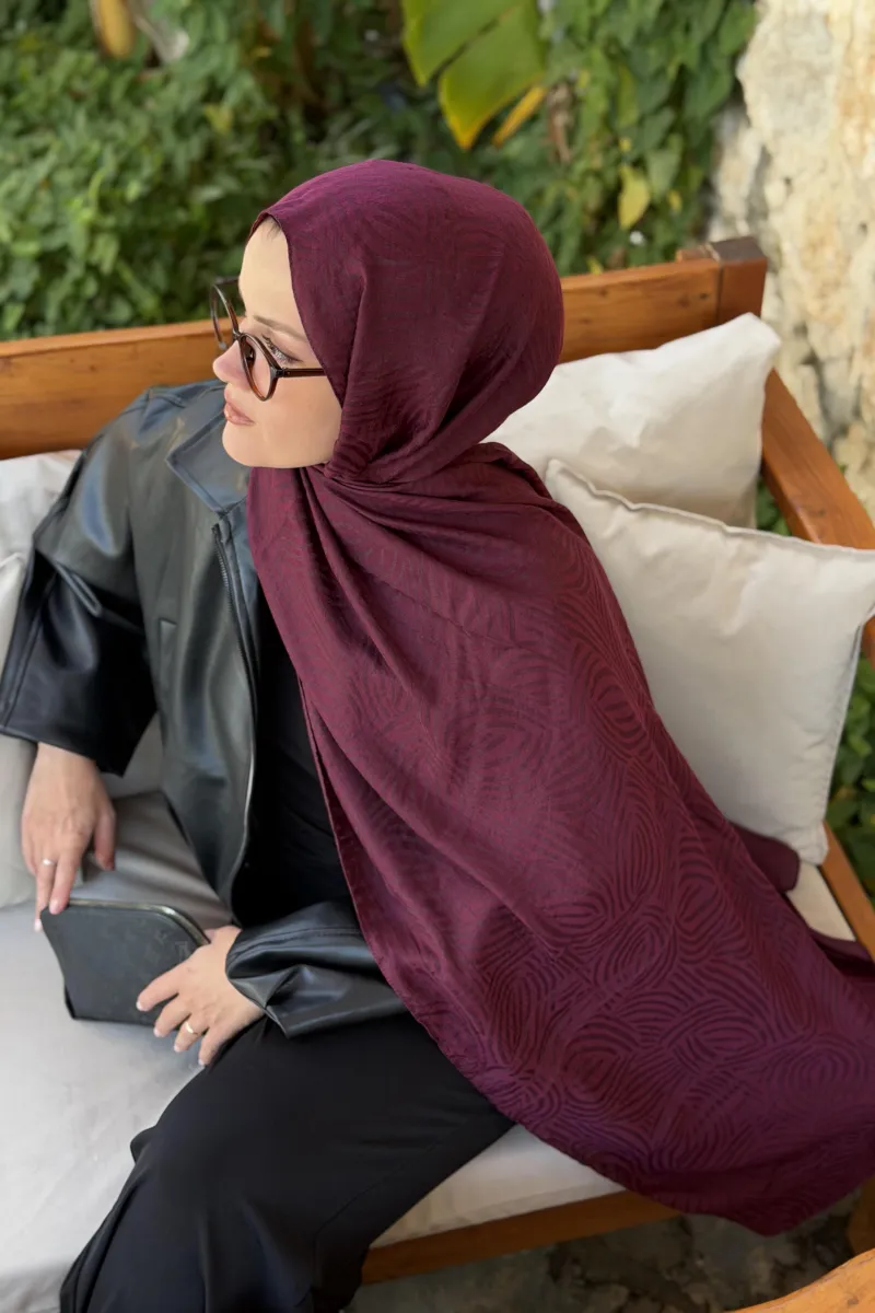 Sally Desen Ayrobin Jakar Şal - Mürdüm - 3