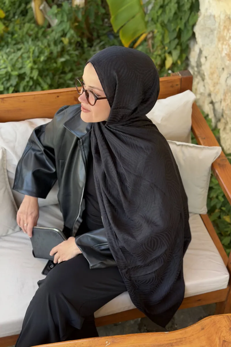 Sally Desen Ayrobin Jakar Şal - Siyah