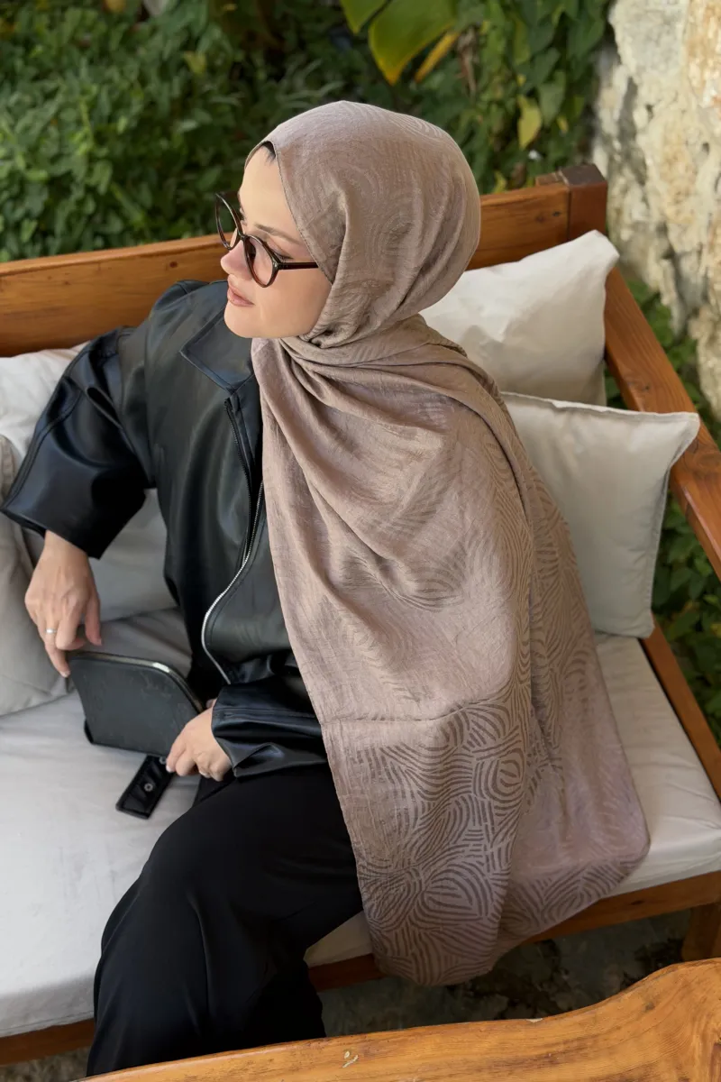 Sally Desen Ayrobin Jakar Şal - Vizon - 2